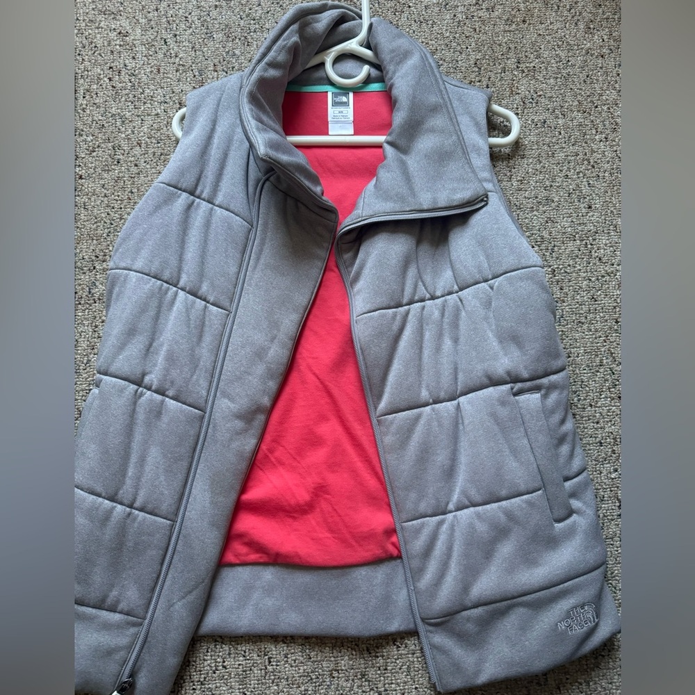 The North Face Gray Vest with Pink Lining